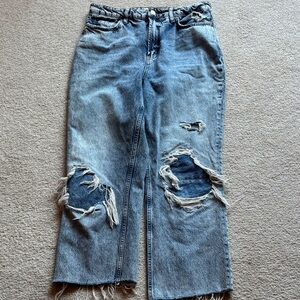 Free People Light Blue Ripped Boyfriend Jeans